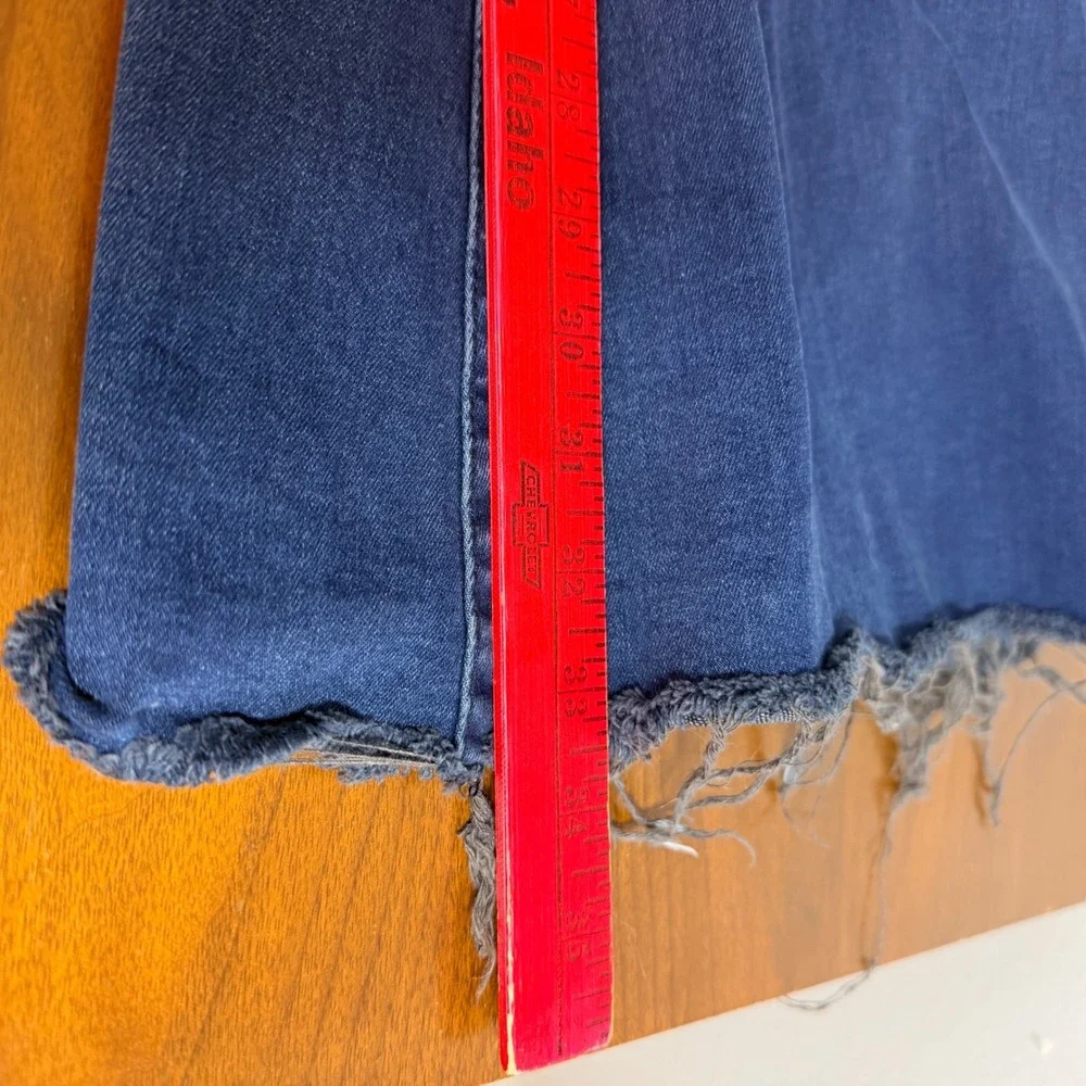 Free People Jeans Women 27 Blue Just Float On Flare High Rise Raw Hem Stretch